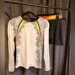 Lucky in Love White and Black Long Sleeve Top with Matching Tennis Skirt